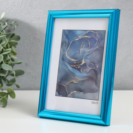 Photo frame Plastic "Rainbow" 10x15 cm, aquamarine metallic-1