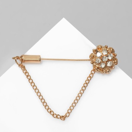 Pin "Flower", 5 cm, white color in gold-3