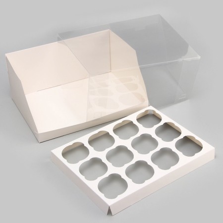Confectionery folding box for 12 cupcakes white, 31 x 24 x 14 cm-4