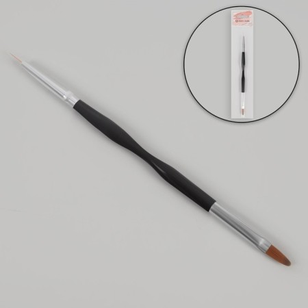 Brush for building and design of nails, bilateral, petal/point, 18.5 cm, black color-1