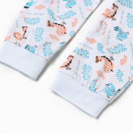 Sliders on the cuff, white color/birds, height 62 cm-2