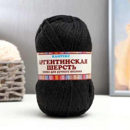 Yarn "Argentinean wool" 100% imported wool 200m/100g (003, black)-2