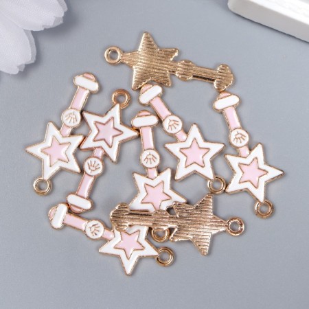 Decor for creativity Metal, enamel "Star rod" white-pink 2.8x1.3 cm-2