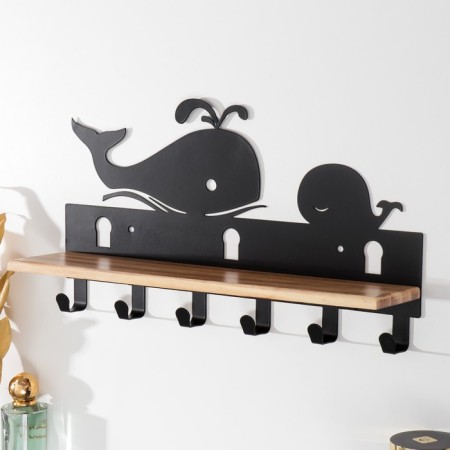 Decorative metal hooks "Kit and kitsok" black 22x9.5x37 cm