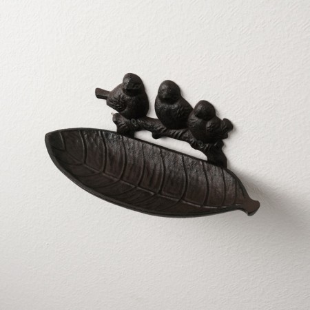 Souvenir of cast iron stand "Three birds on a branch by the sheet" 11.5x28x9 cm-5