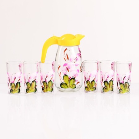 Set for juice "Orchid" art painting, 6 glasses 1250/200 ml mix-11