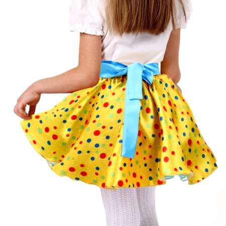 Carnival set "Shtilyaga 7", yellow skirt in small colored peas, belt, bandage, height 110-116 cm-1