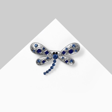 Brooch "Dragonfly" geometry, blue color in silver-1