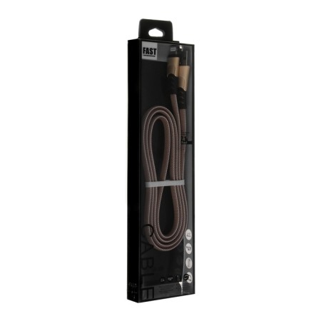 Lightning cable - usb, 2.4 a, braid fabric, flat, 1 meter, brown-3