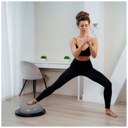 Half -sphere bosu gymnastic, massage, with a pump, 46x20 cm, color gray color-10
