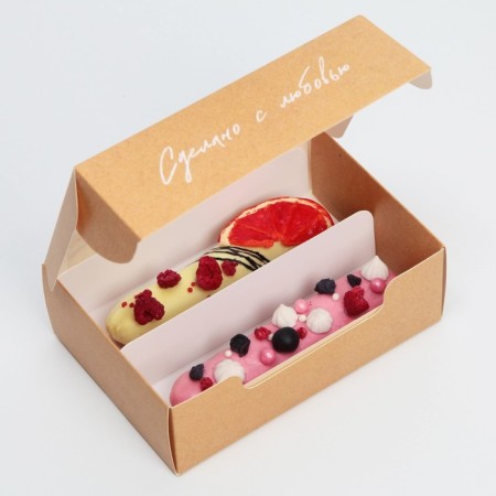 Box for eclairs, confectionery packaging, 2 inserts, “Made with love”, 15 x 10 x 5 cm-6