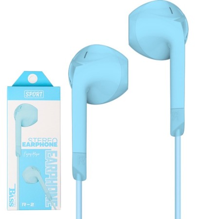 R-2 headphones, wired, inserts, microphone, 1 m, jack 3.5 mm, blue-2