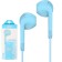 R-2 headphones, wired, inserts, microphone, 1 m, jack 3.5 mm, blue