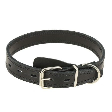 Collar of double-sewn leather, Osh 61-73 x 4 cm, mix of flowers