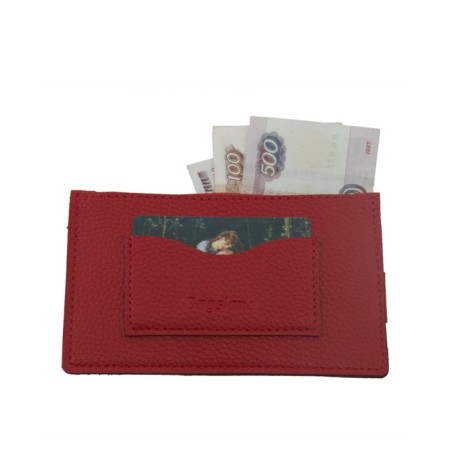Cartholder, genuine leather, red 15x9x1 cm-1