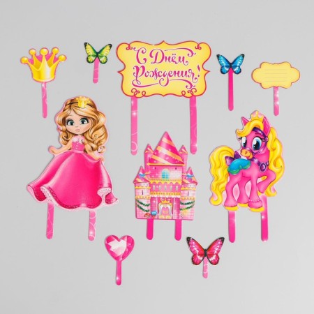 Set for decorating the cake "Happy Birthday!", Princess-1