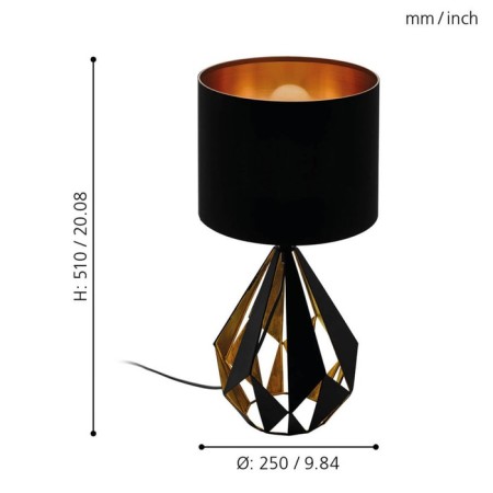 CARLTON 5, 1x60W E27 table lamp, antique copper color, black-2