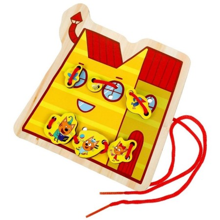 Toy wooden lacing "House of Cats" "Three Cats"