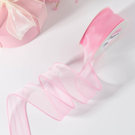 Capronomic ribbon "Wave", 50 mm, 10 ± 1 m, pink color-1