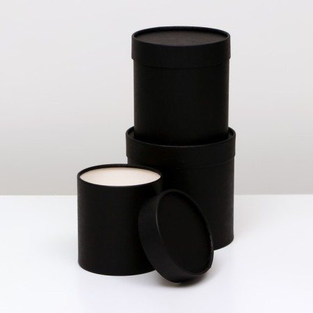 A set of round boxes 3 in 1, "Black", 16x16, 14x14, 12x12 cm-2