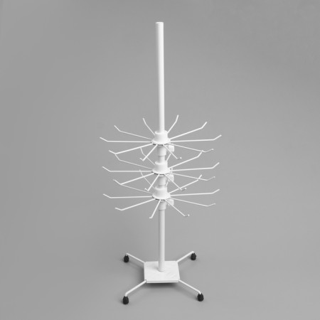 Turntable, 3 tiers of 10 hooks, 28 × 28 × 65, white color-2