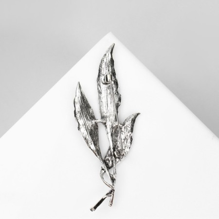 Brooch "Leaves" Trio, gray color in black silver-1