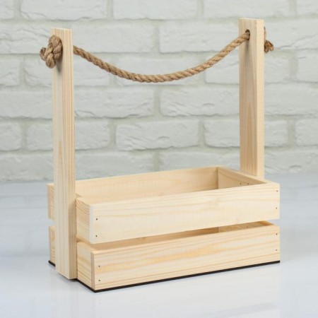 Wooden Kashpo 28 × 15 × 30 cm "Arm", handle rope, natural pine-2