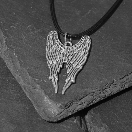 Unisex Cure "Wings", Color Black Silver on a Black Cord, 42 cm-1