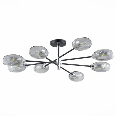 Ceiling EVOLUCE lamp. Sle155512-08. Gloa. 8x40 watts, E14, 84x84x22 cm, black color, chrome-5