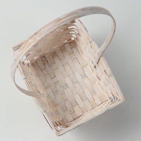 Wicker basket, d19 x 14.5 x 9/37 cm, white, bamboo-3
