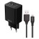 Network charger PERO TC02, 2 USB, 2.1 A, Lightning cable, black