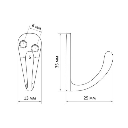 Hook furniture tundra TKO007, one -rod, bronze, 50 pcs-4