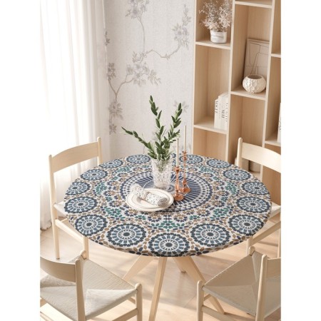 Tables on the table "Circum flowering", round, oxford, elastic band, size 140x140 cm, diameter 105-120 cm-2