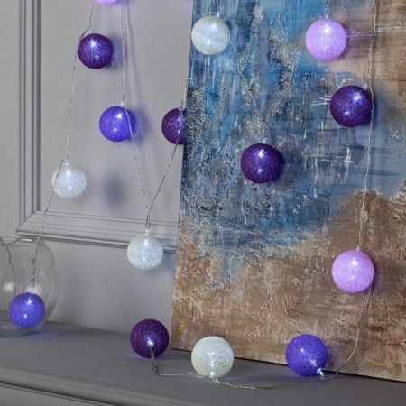 Garland “thread” 5 m with nozzles “lilac tangle”, ip20, transparent thread, 20 LED, white glow, 220 V