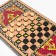 Backgammon "red pattern", wooden board 50 x 50 cm, with a field for playing checkers