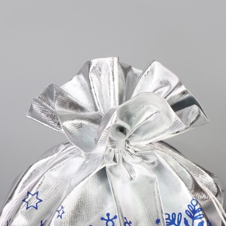 Gift bag of Santa Claus "Snowflakes", silver, 60 x 40cm-3