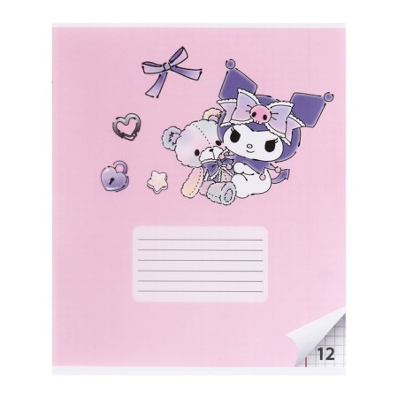 Notebook 12 sheets in the Hello Kitty+Kuromi cage, cardboard cover, additional PVC cover, block 60 g/m2, mix-3