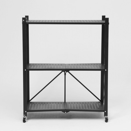 Folder drive on wheels, 3 shelves, 71 × 34 × 88cm, black matte color-2