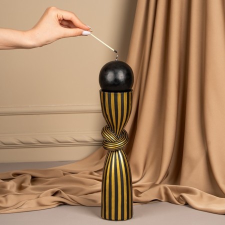 Click for one candle "Knot", a color of black and gold 29.5 x 7.5 x 7.5 cm-11