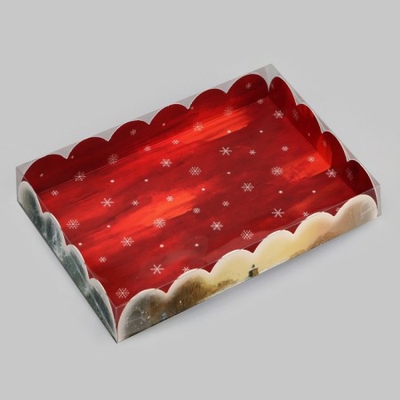 Cookie box, confectionery packaging, "snowman", 22 x 15 x 3 cm, new year