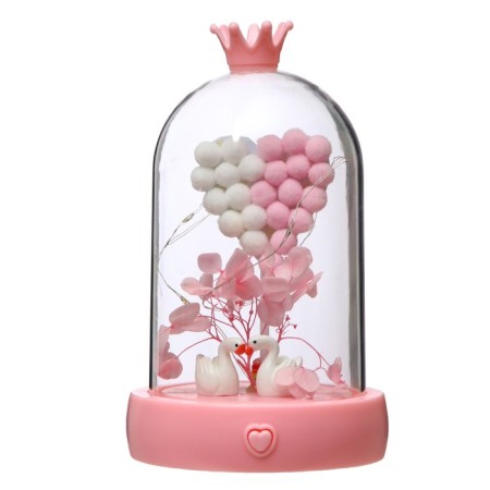 Night -night flask "Two Swan" LED from batteries 3HAAA Pink 9.5x9.5x16 cm Risalux-7