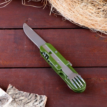 A set of tourist "Forester" 5V1 in a case: corkscrew, opener, knife, spoon, fork-5