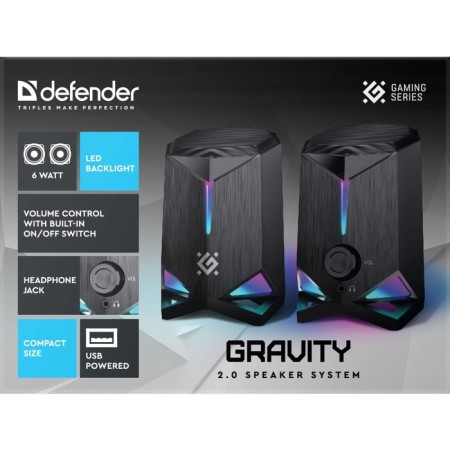 Computer speakers 2.0 Defender Gravity, 2x3 W, USB, Black-3