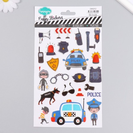 Plastic/Fireman Plastic sticker with sparkles mix 14x25 cm-1