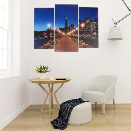Modular picture "Evening Embankment" (2-25x52; 1-30x60) 60x80 cm-3