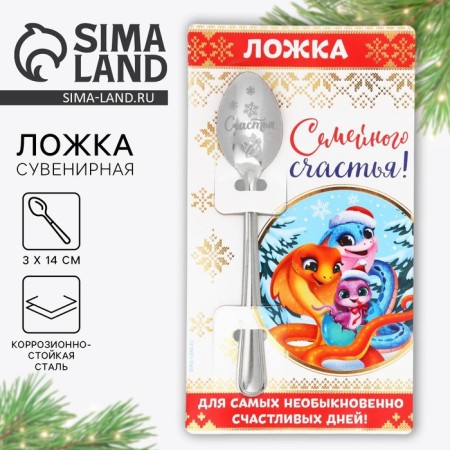 Spoon souvenir on the card "New Year's collection: family happiness", 3 x 14 cm