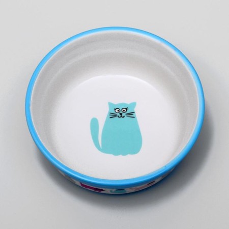 Ceramic "cat Life" bowl 300 ml 12.7 x 5 cm, blue-3