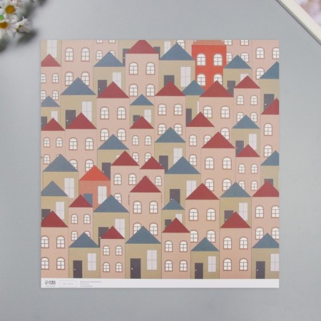 Scrapbooking paper "houses" density 180 grams set 5 pcs 30.5x32 cm-2