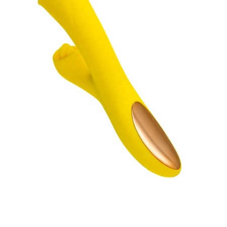 Eromantica Mia Vacuum-wave stimulator with vibration and tongues, 22 cm, silicone, yellow color-2