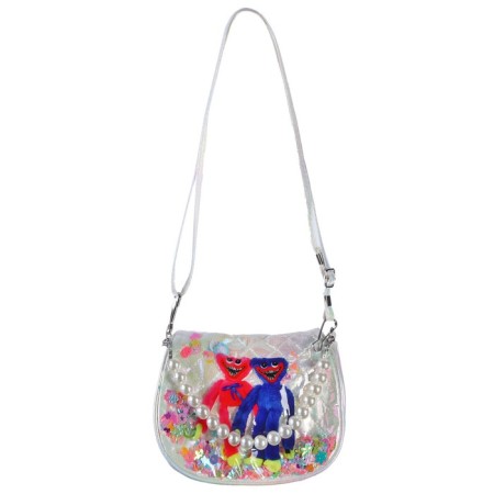 Children's bag on the valve, 6x12x16 cm, adjustable belt, white mix-1